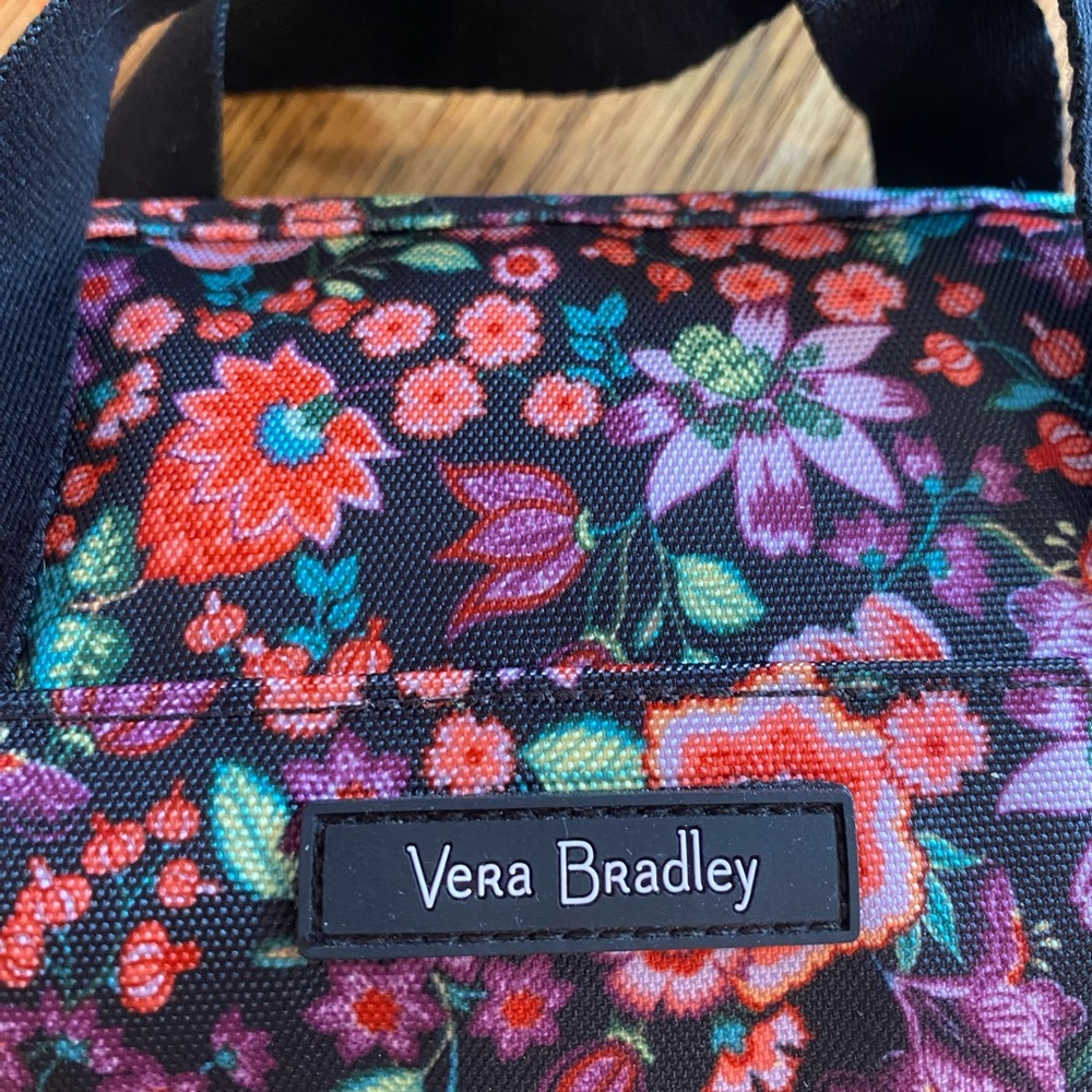 Vera Bradley Black Travel Bag with Colorful Floral Pattern